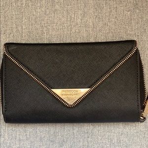 Rebecca Minkoff gold zip black wallet